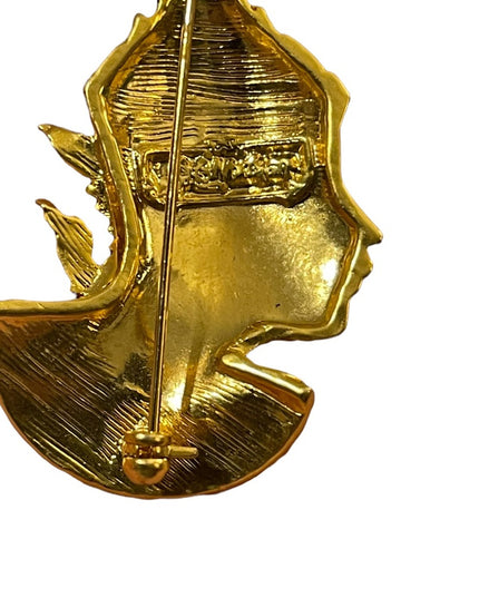 Vintage 1960s Siam Buddah gold enameled gold finish rhinestone brooch