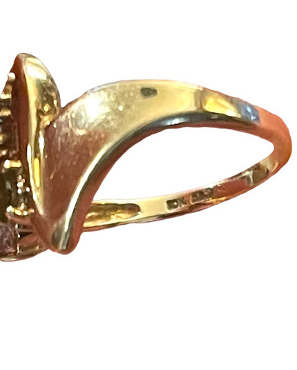 Vintage 10k gold Multi gemstone peridot amethyst topaz YG ring zig zag design