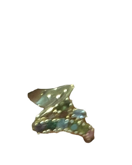 Vintage 10k gold Multi gemstone peridot amethyst topaz YG ring zig zag design