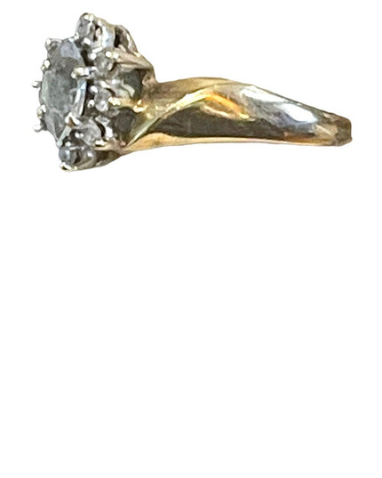Vintage 10k YG Gold Aquamarine & diamonds ring