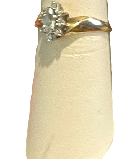 Vintage 10k YG Gold Aquamarine & diamonds ring