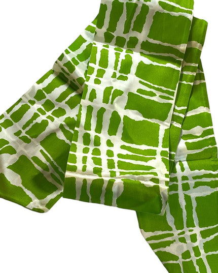 Stunning vintage green and white abstract neck scarf tie bandana c1970s