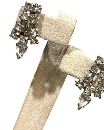 Vintage 1960s Clear crystal screw back earrings