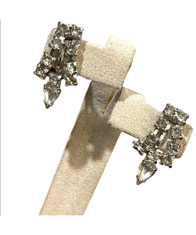Vintage 1960s Clear crystal screw back earrings