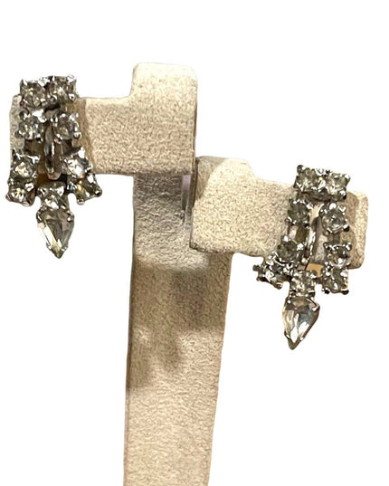 Vintage 1960s Clear crystal screw back earrings
