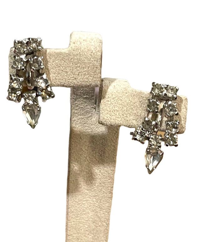 Vintage 1960s Clear crystal screw back earrings