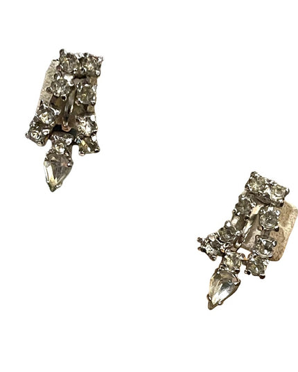 Vintage 1960s Clear crystal screw back earrings