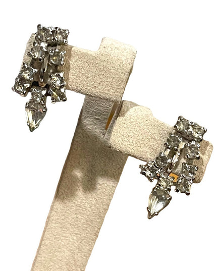 Vintage 1960s Clear crystal screw back earrings