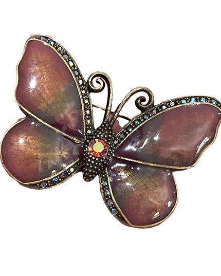 Beautiful purple rhinestone marcasite butterfly brooch