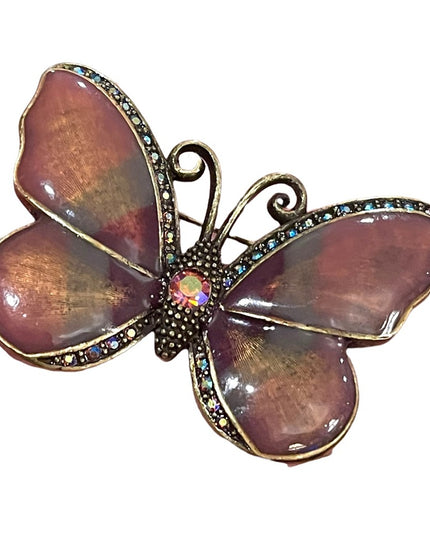 Beautiful purple rhinestone marcasite butterfly brooch