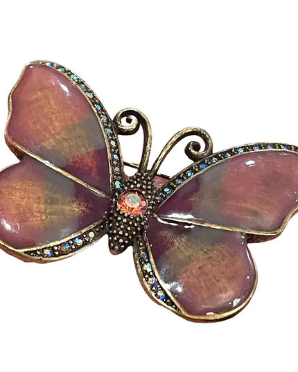 Beautiful purple rhinestone marcasite butterfly brooch