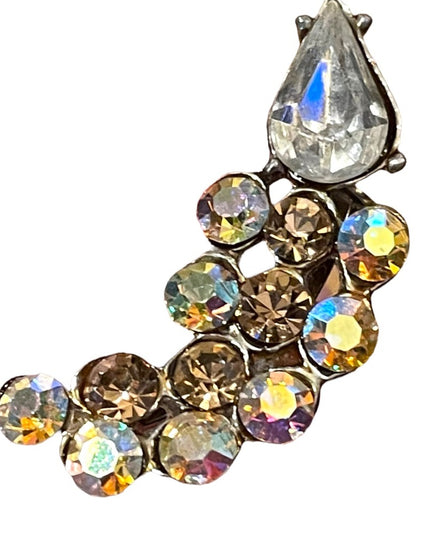 Vintage AB amber & clear Crystal brooch