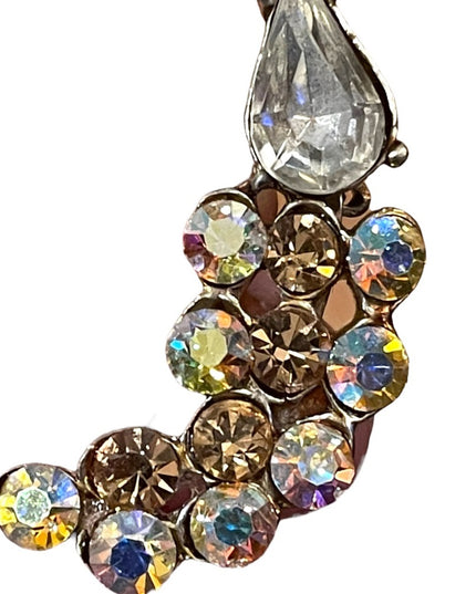 Vintage AB amber & clear Crystal brooch