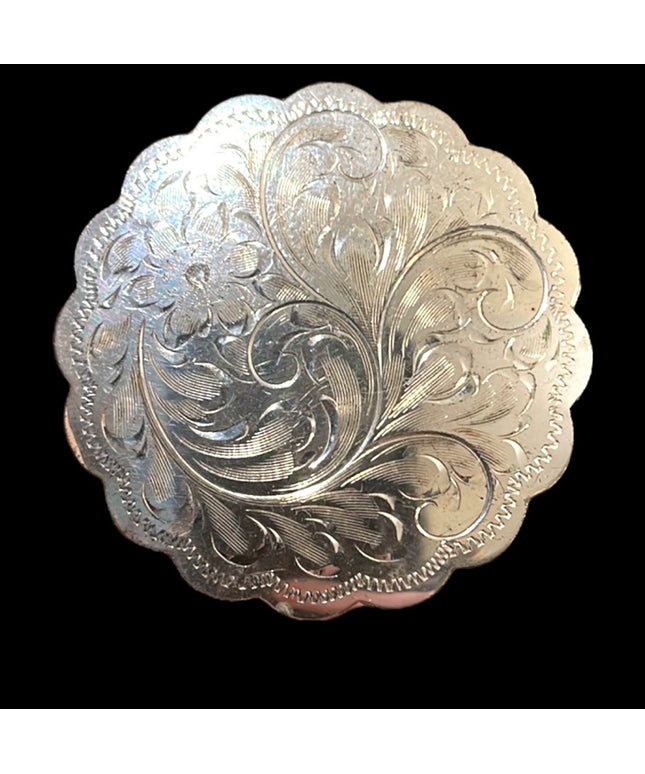 Vintage 1960s Forstner Etched sterling round brooch