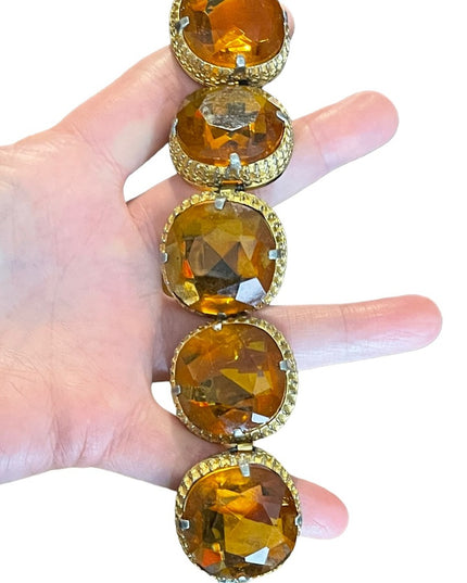 Vintage Chunky Heavy 1960s Amber glass bracelet