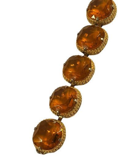 Vintage Chunky Heavy 1960s Amber glass bracelet