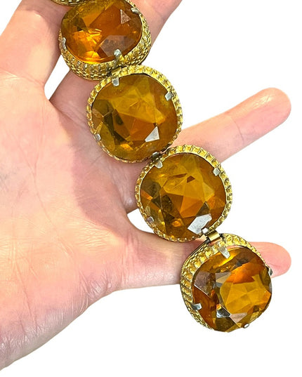 Vintage Chunky Heavy 1960s Amber glass bracelet