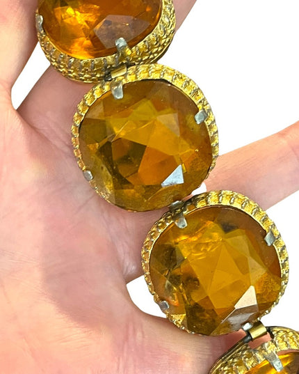 Vintage Chunky Heavy 1960s Amber glass bracelet