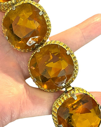 Vintage Chunky Heavy 1960s Amber glass bracelet