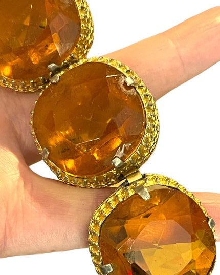 Vintage Chunky Heavy 1960s Amber glass bracelet