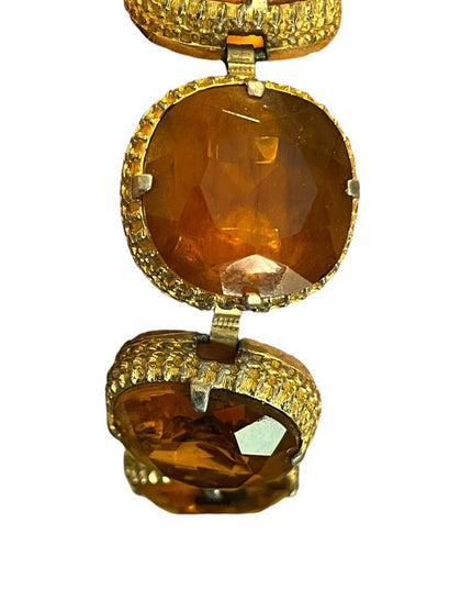 Vintage Chunky Heavy 1960s Amber glass bracelet