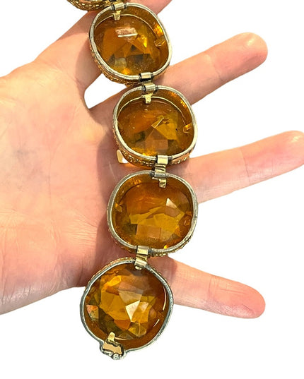 Vintage Chunky Heavy 1960s Amber glass bracelet