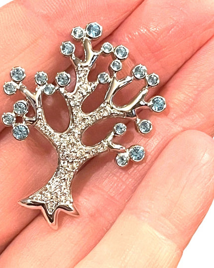 Swarovski Authentic (Swan) Crystal Blue clear TREE OF LIFE brooch Rare retired