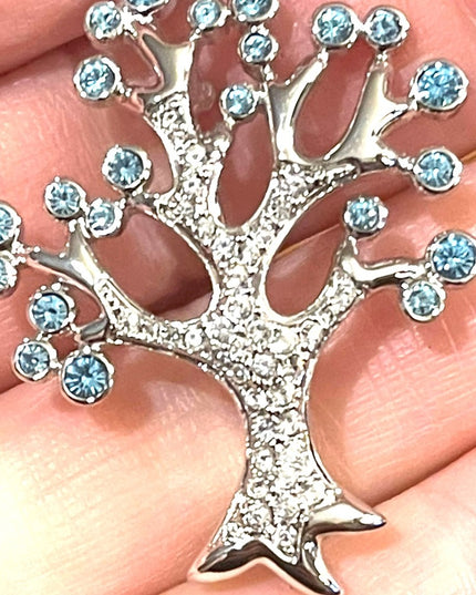 Swarovski Authentic (Swan) Crystal Blue clear TREE OF LIFE brooch Rare retired