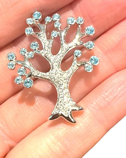 Swarovski Authentic (Swan) Crystal Blue clear TREE OF LIFE brooch Rare retired