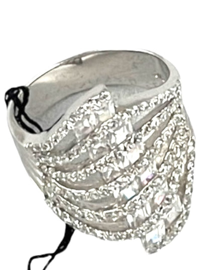Vintage NWT FAC sterling silver 925 crystal ring dinner cluster
