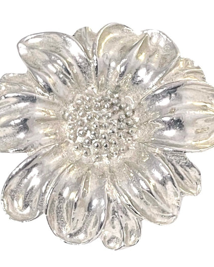 Vintage silver finish flower brooch metal