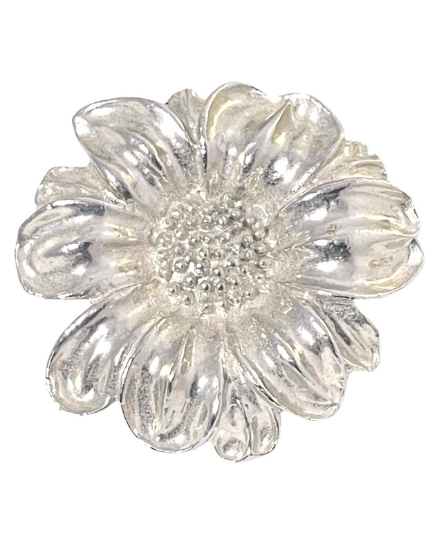 Vintage silver finish flower brooch metal