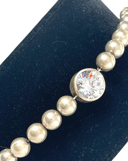 vintage sterling silver 925 Chunky large bead & crystal bracelet
