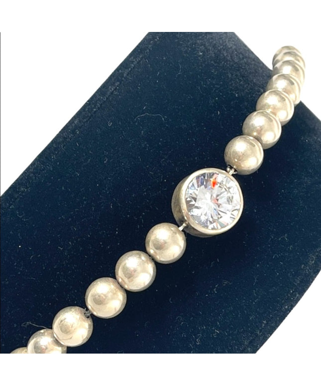 vintage sterling silver 925 Chunky large bead & crystal bracelet