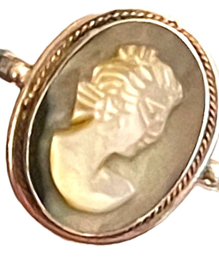 Vintage sterling silver 925 Abalone shell Cameo ring
