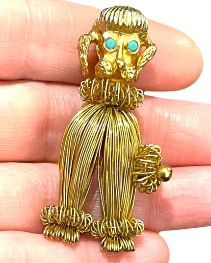 Vintage 1960s Wire work Austria Gold finish French POODLE brooch