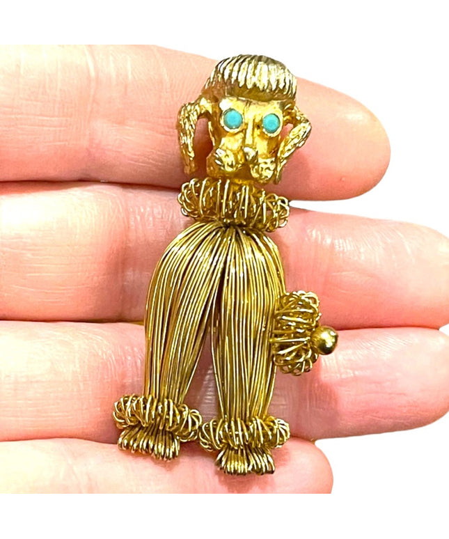 Vintage 1960s Wire work Austria Gold finish French POODLE brooch