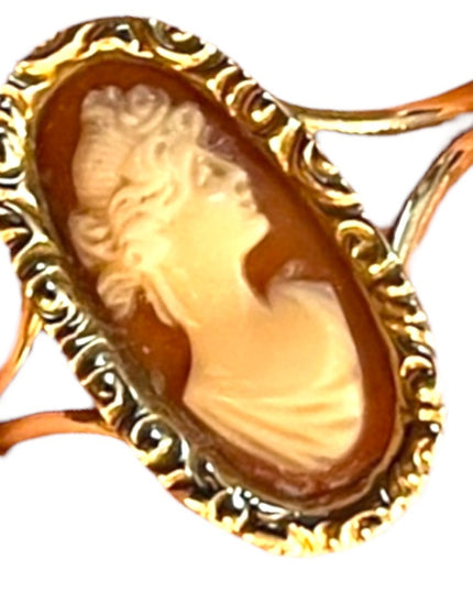 14k Gold Cameo ring Vintage sardonyx Sz 6.5