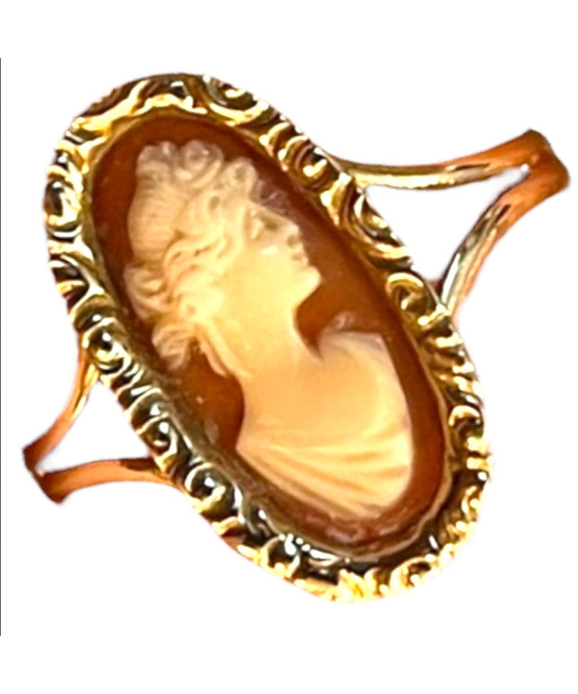 14k Gold Cameo ring Vintage sardonyx Sz 6.5