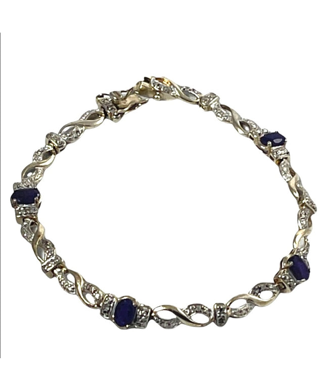 Sterling silver amethyst fancy bracelet