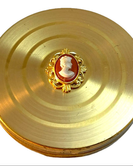 Vintage C1950s Cameo brass compact Powder case