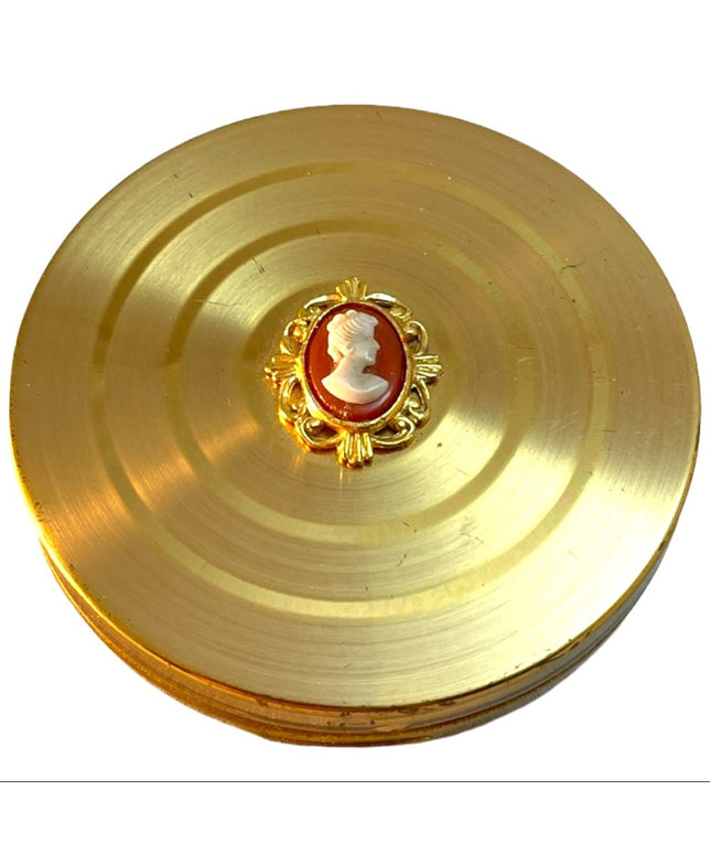 Vintage C1950s Cameo brass compact Powder case