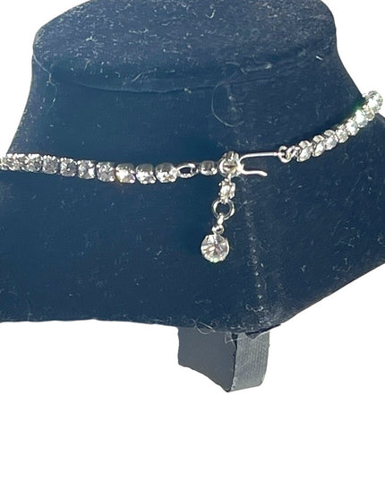 Vintage 1950s Clear crystal SHERMAN silver finish fancy crystal necklace wedding