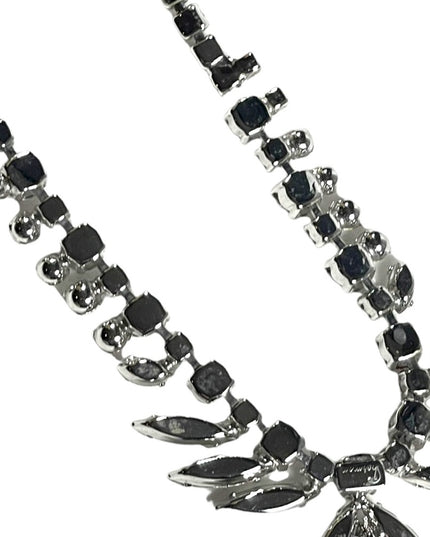 Vintage 1950s Clear crystal SHERMAN silver finish fancy crystal necklace wedding