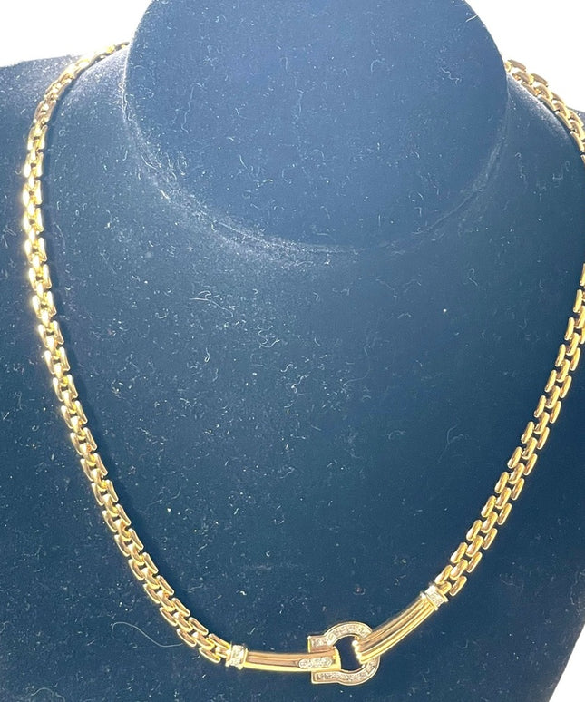 Vintage 1990s Gold finish rhinestone NINA RICCI fancy necklace