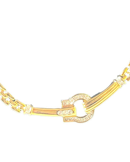 Vintage 1990s Gold finish rhinestone NINA RICCI fancy necklace