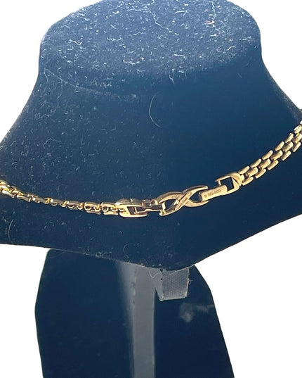 Vintage 1990s Gold finish rhinestone NINA RICCI fancy necklace