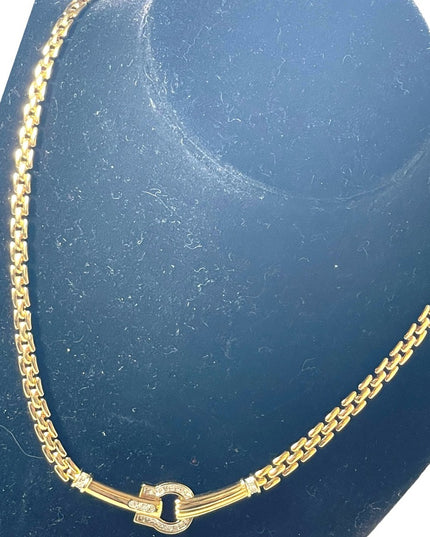 Vintage 1990s Gold finish rhinestone NINA RICCI fancy necklace