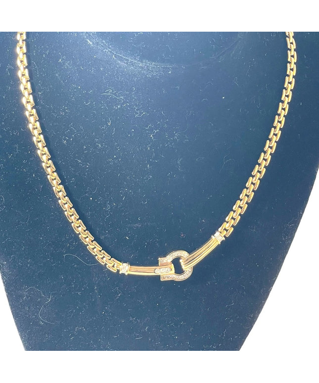 Vintage 1990s Gold finish rhinestone NINA RICCI fancy necklace