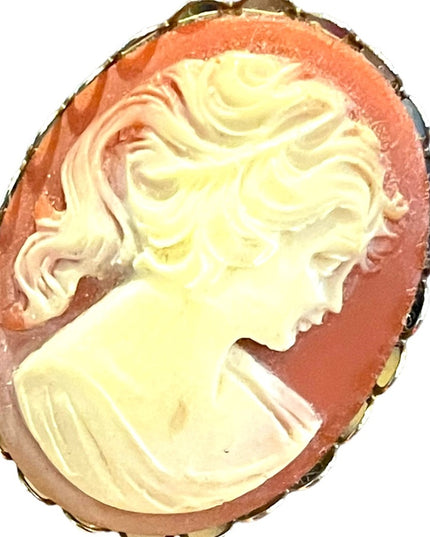 Vintage Resin plastic silver finish CAMEO brooch